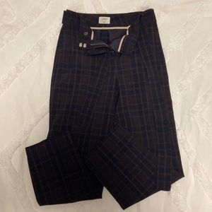 Aritzia Wilfred Tie Front Pant - Navy Plaid